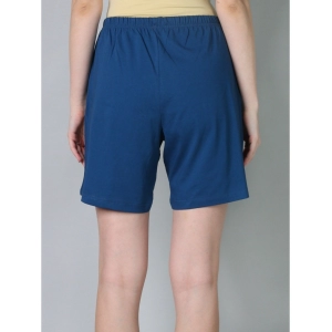 Generic Women's Cotton Solid Above Knee Shorts (Blue)