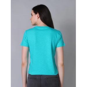 Generic Women's Cotton Solid Closure Neck Half Sleeve T-Shirt (SeaGreen)