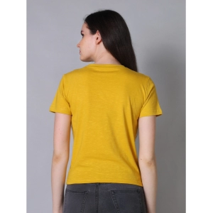 Generic Women's Cotton Solid Closure Neck Half Sleeve T-Shirt (Mustard)