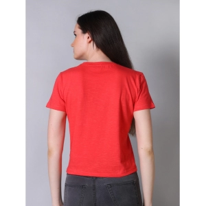 Generic Women's Cotton Solid Closure Neck Half Sleeve T-Shirt (Dark-Red)