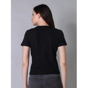 Generic Women's Cotton Solid Closure Neck Half Sleeve T-Shirt (Black)
