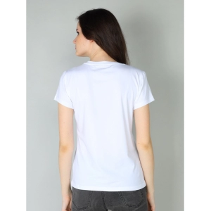 Generic Women's Cotton Blended Solid Sweetheart Half Sleeve T-Shirt (White)