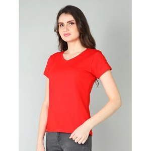 Generic Women's Cotton Blended Solid Sweetheart Half Sleeve T-Shirt (Red)