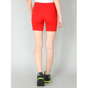 Generic Women's Cotton Blended Solid Above Knee Sports Shorts (Red)