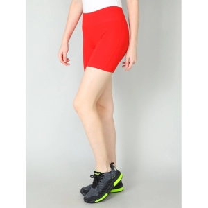 Generic Women's Cotton Blended Solid Above Knee Sports Shorts (Red)