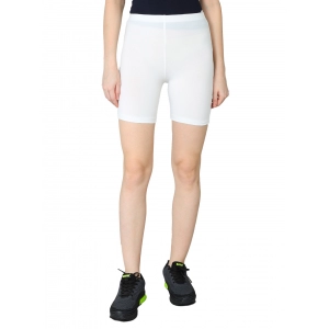 Generic Women's Cotton Blended Solid Above Knee Sports Shorts (Off_White)