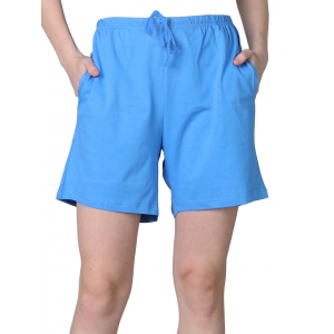Generic Women's Cotton Solid Above Knee Shorts (Light-Blue)