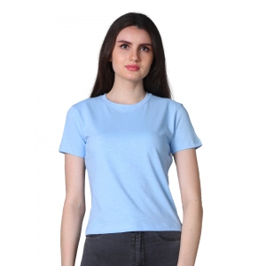 Generic Women's Cotton Solid Closure Neck Half Sleeve T-Shirt (SkyBlue)
