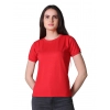 Women's Cotton Blended Solid Round Neck Half Sleeve T-Shirt (Red)