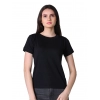Women's Cotton Blended Solid Round Neck Half Sleeve T-Shirt (Black)
