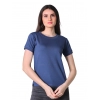 Dropship Women's Cotton Blended Solid Round Neck Half Sleeve T-Shirt (Blue)