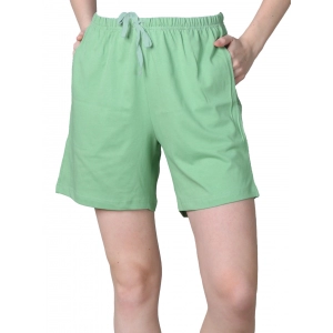 Generic Women's Cotton Solid Above Knee Shorts (Pista-Green)