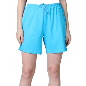 Generic Women's Cotton Solid Above Knee Shorts (SkyBlue)