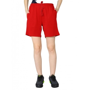 Generic Women's Cotton Solid Above Knee Shorts (Red)