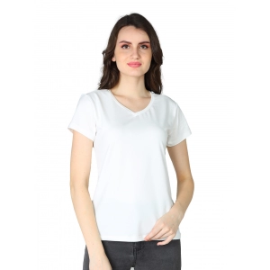 Generic Women's Cotton Blended Solid Sweetheart Half Sleeve T-Shirt (Off_White)