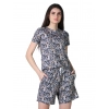 Women's Cotton Blended Printed Round Neck Half Sleeve Top - Shorts Set (Multicolor)