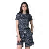 Women's Cotton Blended Printed Round Neck Half Sleeve Top - Shorts Set (Navy)