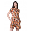 Women's Cotton Blended Printed Round Neck Half Sleeve Top - Shorts Set (Orange) Women's Cotton Blended Printed Round Neck Half Sleeve Top - Shorts Set (Orange)
