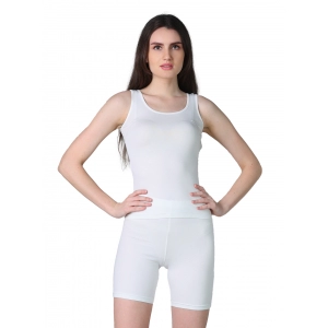 Generic Women's Cotton Blended Solid Stretchable Camisole (White)
