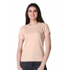 Women's Cotton Blended Solid Round Neck Half Sleeve T-Shirt (Peach)