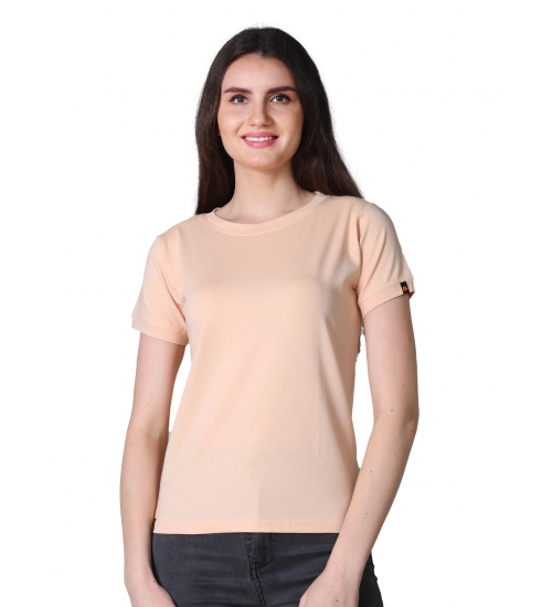 Women's Cotton Blended Solid Round Neck Half Sleeve T-Shirt (Peach)