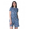 Women's Cotton Blended Printed Round Neck Half Sleeve Top - Shorts Set (White-Blue) Women's Cotton Blended Printed Round Neck Half Sleeve Top - Shorts Set (White-Blue)