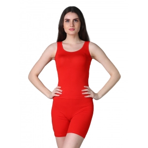 Generic Women's Cotton Blended Solid Stretchable Camisole (Red)