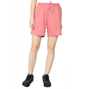 Generic Women's Cotton Solid Above Knee Shorts (Pink)