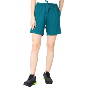 Generic Women's Cotton Solid Above Knee Shorts (Green)