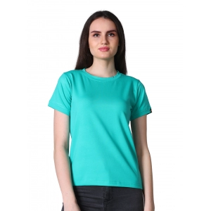 Generic Women's Cotton Blended Solid Round Neck Half Sleeve T-Shirt (Green)