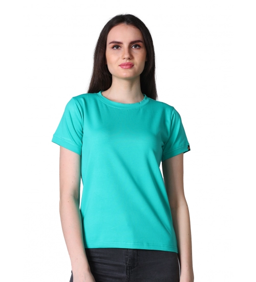 Women's Cotton Blended Solid Round Neck Half Sleeve T-Shirt (Green)