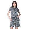Women's Cotton Blended Printed Round Neck Half Sleeve Top - Shorts Set (Multicolor)