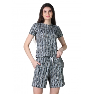 Generic Women's Cotton Blended Printed Round Neck Half Sleeve Top - Shorts Set (Multicolor)