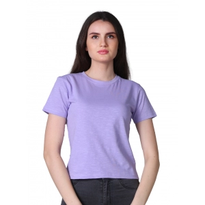 Generic Women's Cotton Solid Closure Neck Half Sleeve T-Shirt (Lavender)