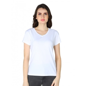 Generic Women's Cotton Blended Solid Sweetheart Half Sleeve T-Shirt (White)