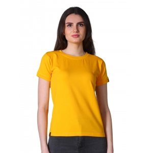 Generic Women's Cotton Blended Solid Round Neck Half Sleeve T-Shirt (Mustard)