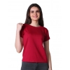 Women's Cotton Blended Solid Round Neck Half Sleeve T-Shirt (Maroon)