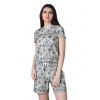 Women's Cotton Blended Printed Round Neck Half Sleeve Top - Shorts Set (Grey) Women's Cotton Blended Printed Round Neck Half Sleeve Top - Shorts Set (Grey)