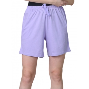 Generic Women's Cotton Solid Above Knee Shorts (Lavender)