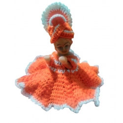 Laddu Gopal Tharad Dress Size: 0 To 6 (Orange-White)