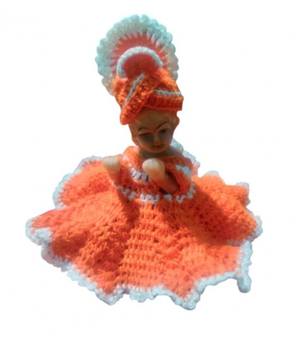 Laddu Gopal Tharad Dress Size: 0 To 6 (Orange-White)