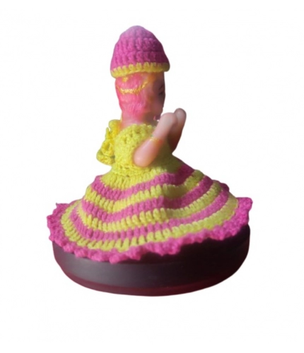 Laddu Gopal Tharad Dress Size: 0 To 6 (Pink-Yellow)