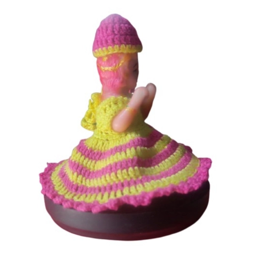 Laddu Gopal Tharad Dress Size: 0 To 6 (Pink-Yellow)