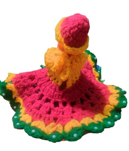 Laddu Gopal Tharad Dress Size: 0 To 6 (Red-Yellow-Green)