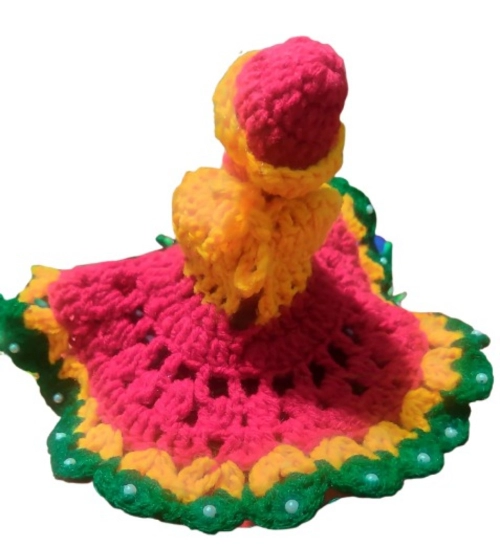 Laddu Gopal Tharad Dress Size: 0 To 6 (Red-Yellow-Green)