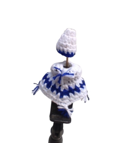 Laddu Gopal Tharad Dress Size: 0 To 6 (White-Blue)