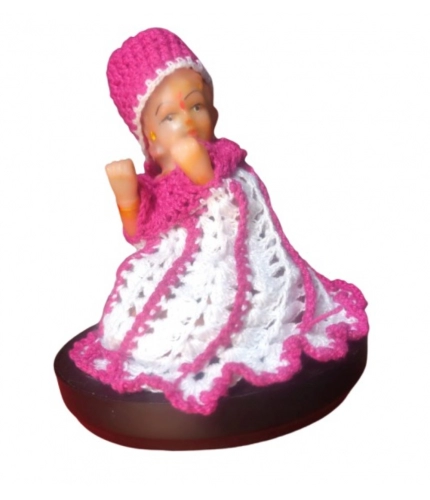 Laddu Gopal Tharad Dress Size: 0 To 6 (Pink-White)