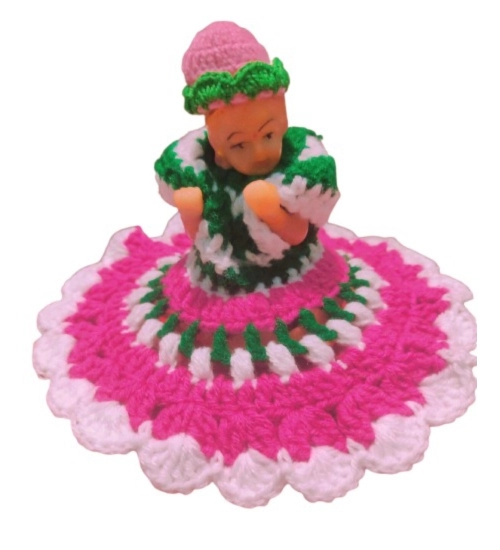 Laddu Gopal Tharad Dress Size: 0 To 6 (Pink-Green)