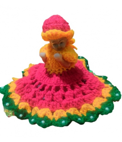 Laddu Gopal Tharad Dress Size: 0 To 6 (Red-Yellow-Green)