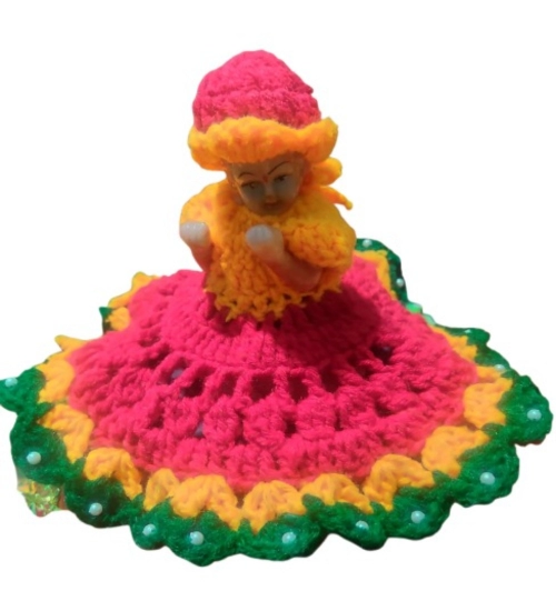 Laddu Gopal Tharad Dress Size: 0 To 6 (Red-Yellow-Green)